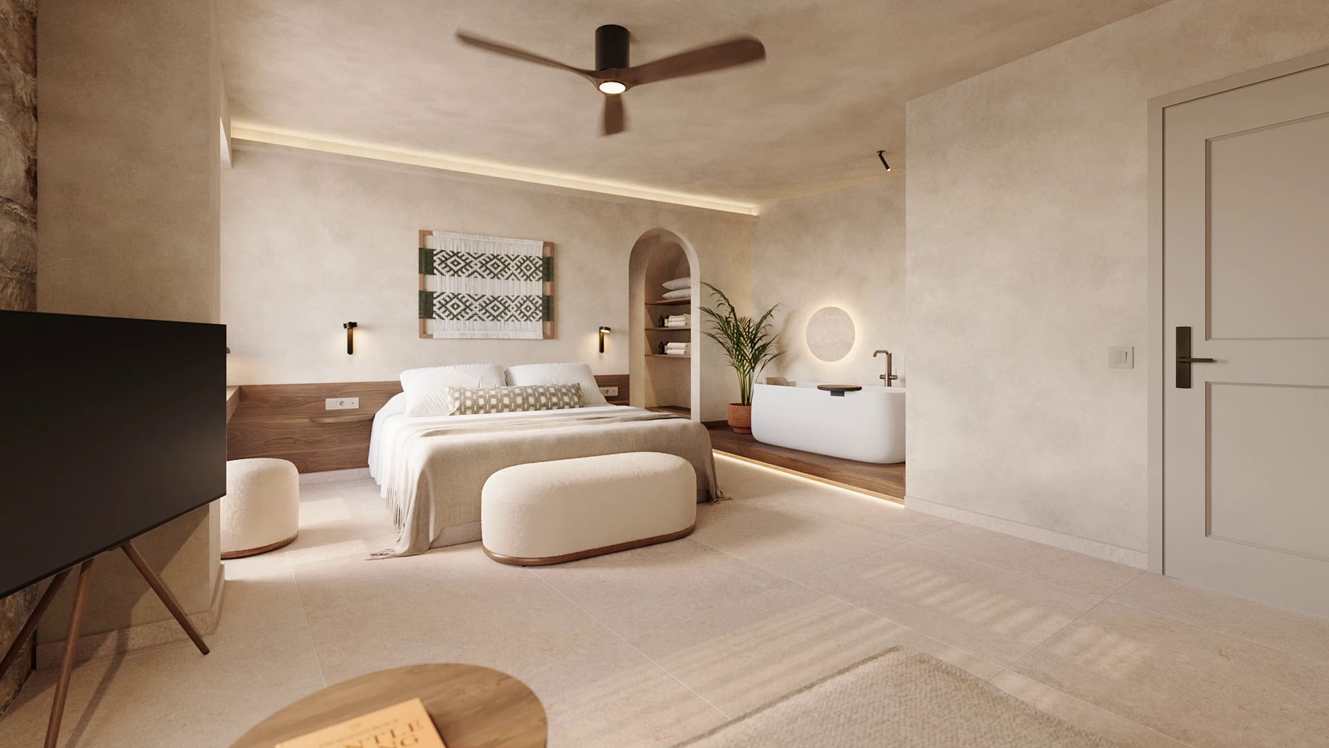 Interior animation of a luxury boutique hotel in Crete, Greece