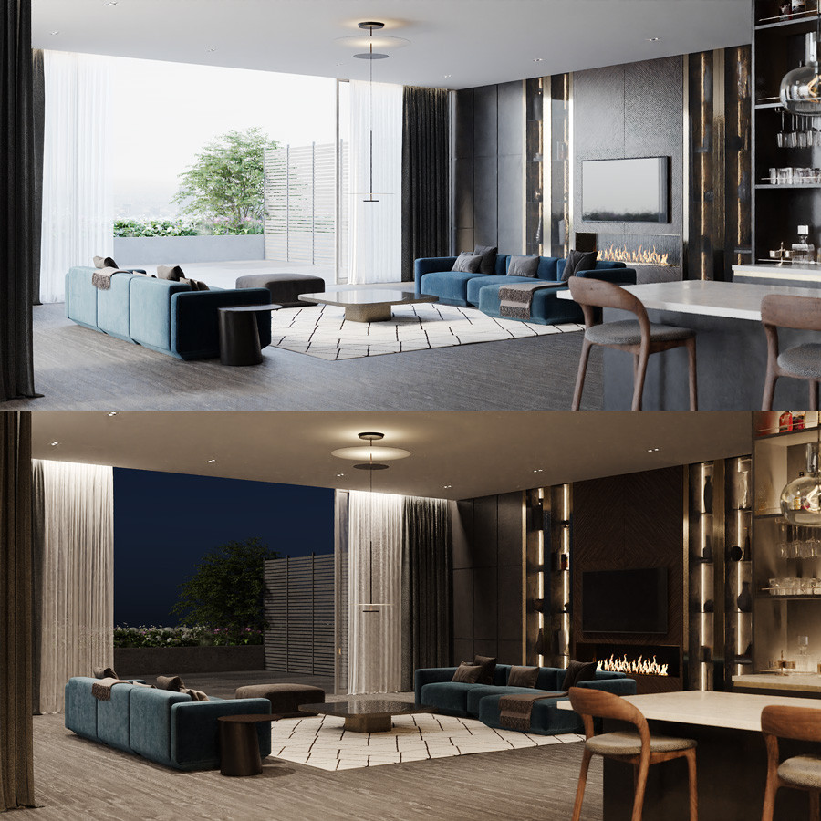 Day and night version of render using LightMix