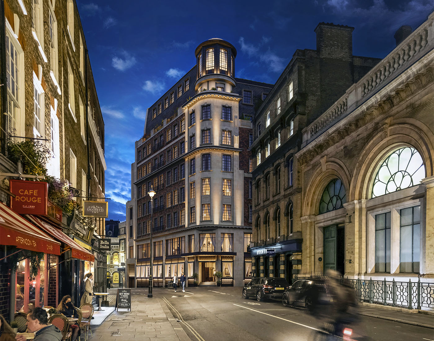 Architectural Visualisation of a hotel at Dusk in London, UK