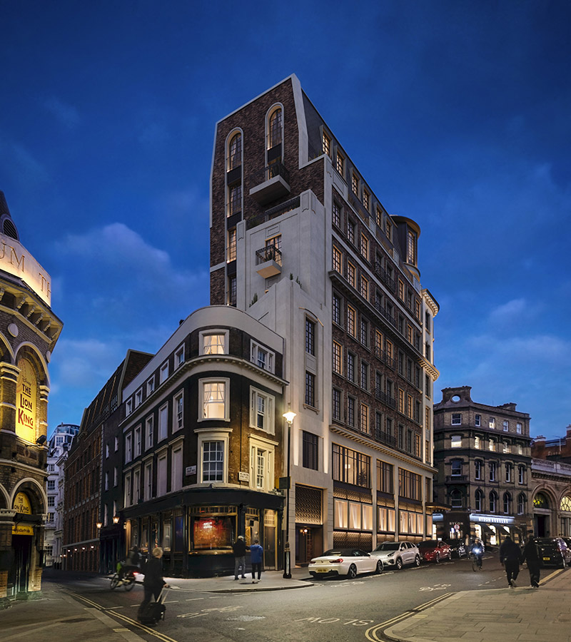 Photorealistic 3D exterior rendering of a development on Wellington Street, showcasing Curved Axis’ architectural visualisation services